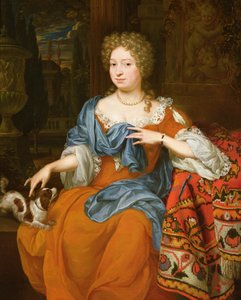 Portrett av en dame i en rød kjole, 1691